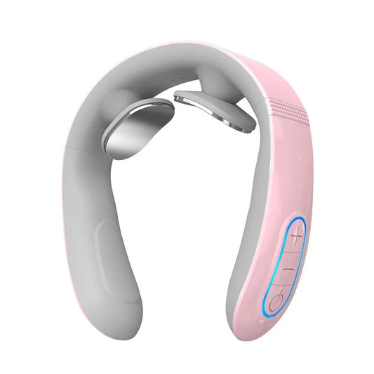 Electric Neck Massager EMS Pulse Rechargeable USB Cervical Traction Therapy Massage Stimulator Pain Relief Heating Function